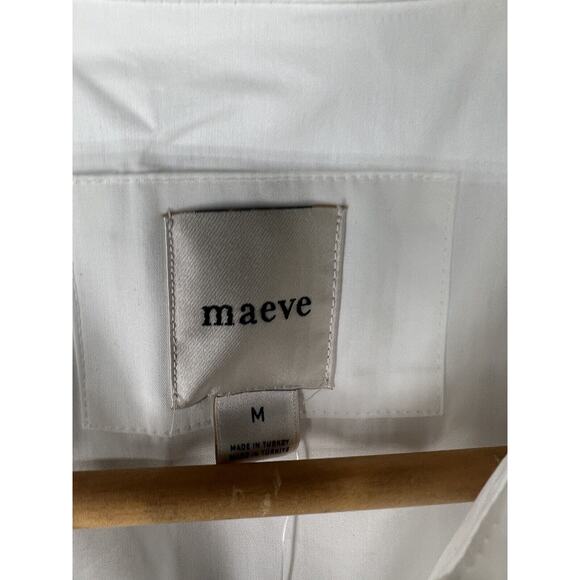 Anthropologie Maeve Long-Sleeve Midi Shirt Dress White Button Front Size Medium - Picture 10 of 12